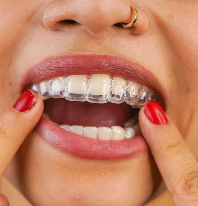 person wearing invisalign aligners