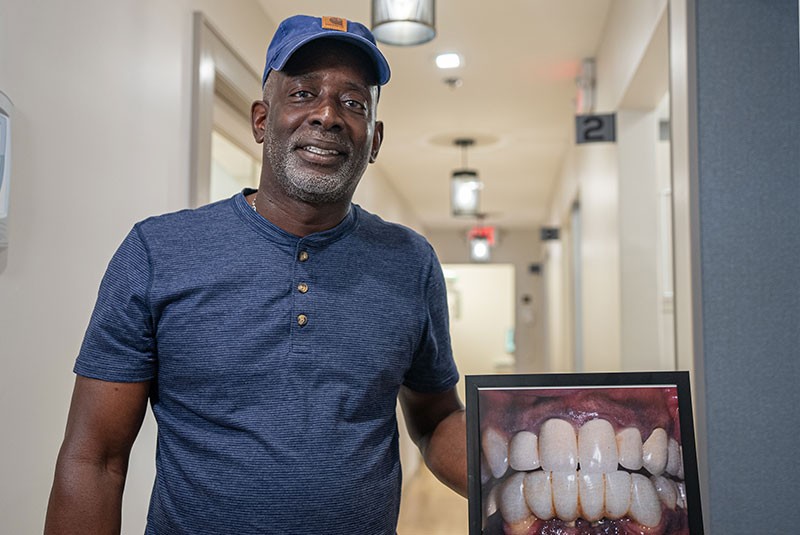 Patient standing in the dental office